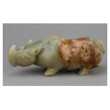 Very Old Chinese Celadon Jade Carved Rhinoceros