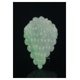 Chinese Green Jadeite Carved Grapes Pendant