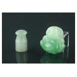 2 Pc Chinese Jadeite Buddha Pendant & Lingguan