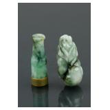 2 Pieces of Chinese Green Jadeite Pendant 19th C.