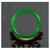 Burma Green Jadeite Carved Bangle