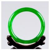 Burma Green Jadeite Carved Bangle