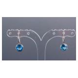 14K White Gold 4.50ct Blue Topaz Earrings CRV $899