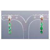 2.60ct Emerald & 0.37ct Diamond Earrings CRV $3890