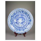 Chinese B&W Kangxi-Style Porcelain Charger