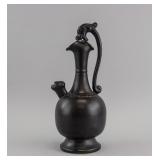 Chinese Black Glazed Porcelain Dragon Handle Vase
