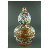 Famille Rose Porcelain Double Gourd Vase Qianlong