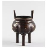 Chinese Gilt Bronze Tripod Censer Daqing Yuzhi MK