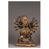 19th C. Chinese Gilt Bronze Figure of Harihara