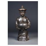 Chinese Bronze Cast Figure of Kneeling Boy