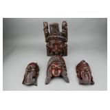 4 Pieces of Chinese Wood Masks