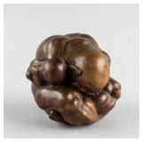 Chinese Huali Wood Carved Wailing Man Statue