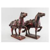 Pair Chinese Gilt Lacquer Wood Horse Statue