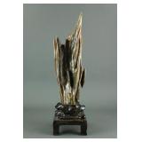Chinese Wood Fossil Scholar Deco w/ Stand