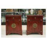 Pair of Korean Elm Wood Small Tansu Chest Table