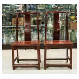 Pair of Chinese Lacquered Elm Wood Chair