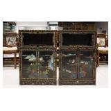 Pair of Chinese Black-lacquered Wood Cabinets
