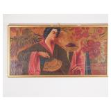 A. Perotti Oil on Canvas Orientalist Geisha