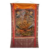 Late 19th Century Silk Thangka of Bhavacakra