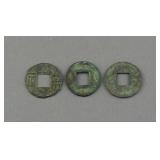 Three Pieces of Han Dynasty Bronze Coins