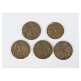 5 Pieces of Chinese & UK Bronze Coins