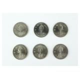 6 Pc Japanese 100 Yen Coins 1972