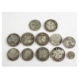 Eleven Assorted Silver and Pattern Coins