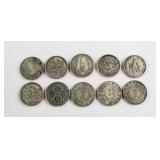 Ten Assorted Silver World Coins