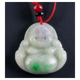 Chinese Green Hardstone Happy Buddha Pendant