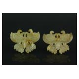 Pair of Hardstone Carved Butterfly Pendants