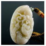Chinese White Hardstone Carved Dragon Toggle