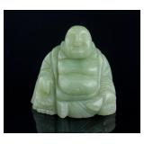 Chinese Green Hardstone Carved Happy Buddha Statue