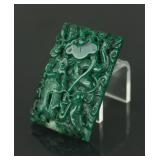 Chinese Fine Carved Green Jade Dragon Pendant