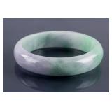 Burma Green and Lavender Jadeite Carved Bangle