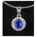 14k White Gold Tanzanite & Diamond Pendant RV $180