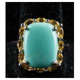 Yellow Turquoise & Yellow Sapphire Ring RV $250