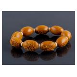 Chinese Nut Carved Flower Bracelet
