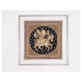 Burmese Framed Relief Tapestry Gold Threaded