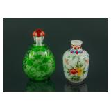 2 Pc Chinese Peking Glass Snuff Bottles