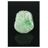 Chinese Green Jadeite Carved Lotus Pendant