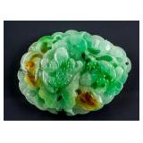 Burma Greed Jadeite Carved Lotus Toggle