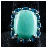 Sterling Silver Topaz & Turquoise Ring CRV $1233