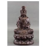 Chinese Rosewood Carved Guanyin Statue