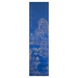 16-18 Century Chinese Watercolour Blue Paper Roll