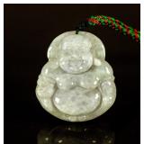 Chinese White Jadeite Carved Buddha Pendant