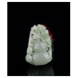 Chinese White Jadeite Carved Gourd Pendant