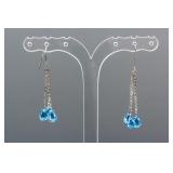 11.00ct Blue Topaz Drop Earrings CRV$1000