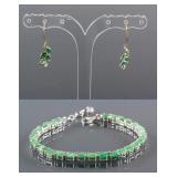 Set of Emerald Earrings & Bracelet CRV $2242