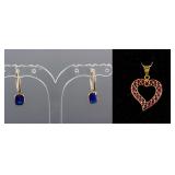 Set of Ruby Pendant & Sapphire Earring