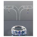 Set of Tanzanite Ring & Sapphire Earrings